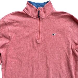 Vineyard Vines Mens S Pima Cotton 1/4 Zip Pullover Salmon Pink Whale‎ Logo